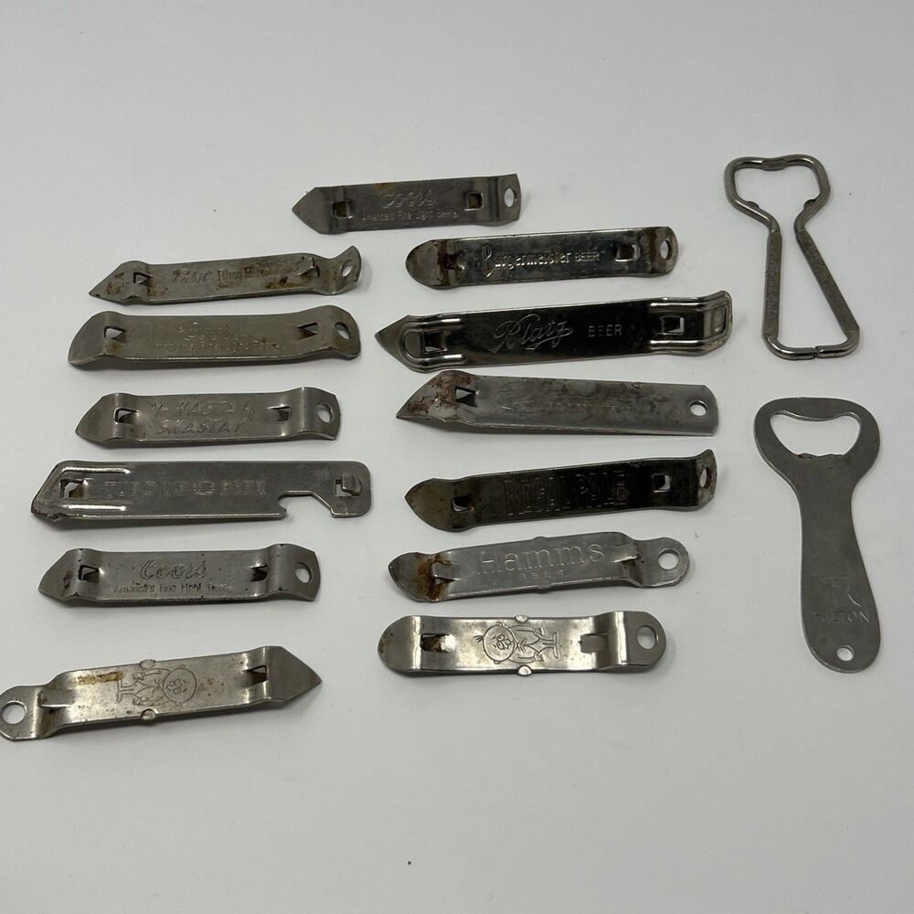 Vintage Beer Opener Church Key Blatz Coors Shasta Pabst Blue Ribbon Tuborg hamms